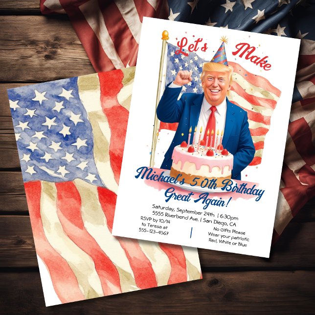 Funny Patriotic Trump Birthday Celebration Inbjudningar (Skapare uppladdad)