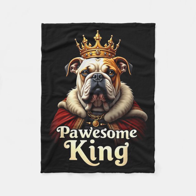 Funny Pawesome English Bulldog King Dog Art  Fleecefilt (Framsidan)