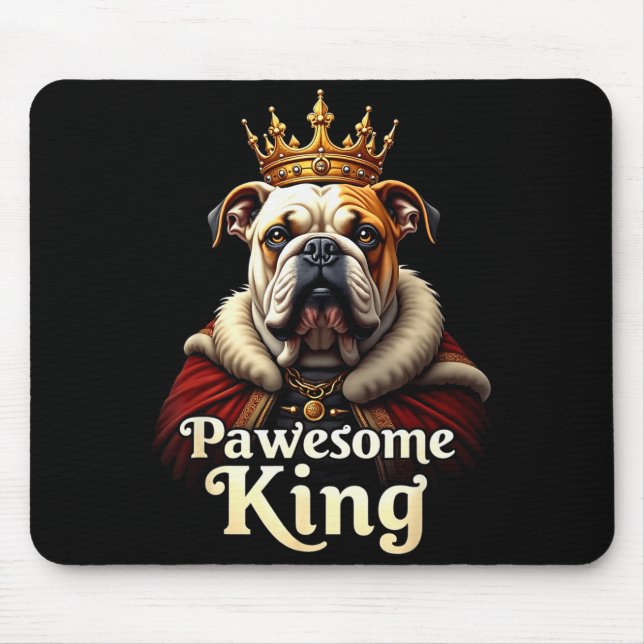 Funny Pawesome English Bulldog King Dog Art  Musmatta (Framsidan)