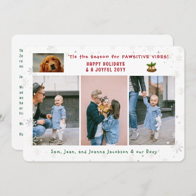 Funny Pawsitive Hund Cat 4 Foton - minimalistisk m Julkort (Fram/baksida)