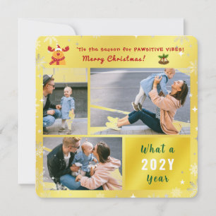 Funny Pawsitive Rudolph Elegant Cute Golden Photo Julkort
