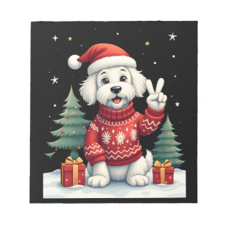 Funny Peace Hand Maltese Christmas Lights Womens M Anteckningsblock