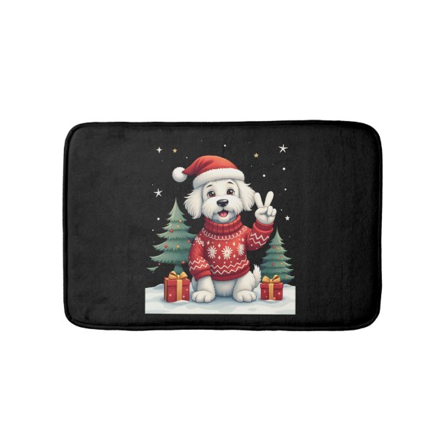 Funny Peace Hand Maltese Christmas Lights Womens M Badrumsmatta (Framsidan)