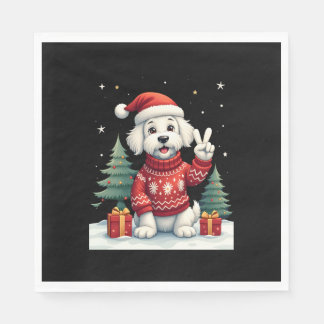 Funny Peace Hand Maltese Christmas Lights Womens M Pappersservett