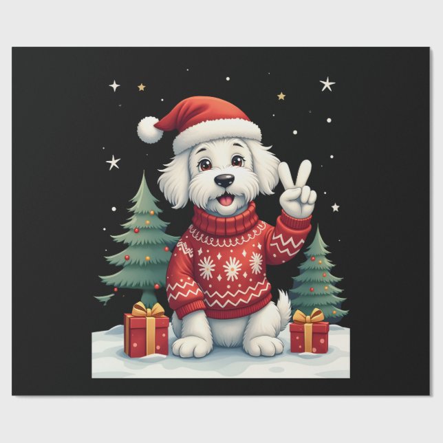 Funny Peace Hand Maltese Christmas Lights Womens M Presentpapper (Platt)