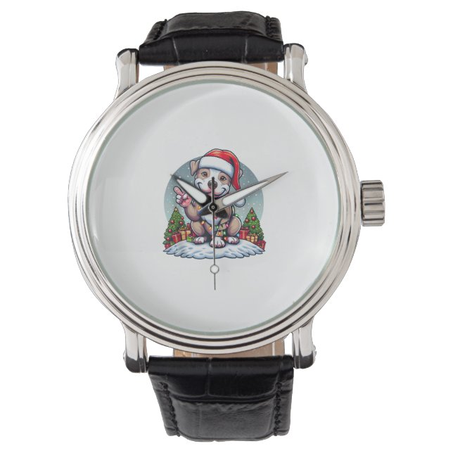Funny Peace Hand Pitbull jul Ljus Womens M Armbandsur (Framsida)