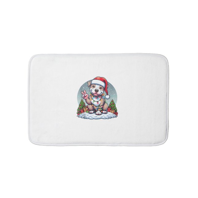Funny Peace Hand Pitbull jul Ljus Womens M Badrumsmatta (Framsidan)