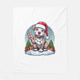 Funny Peace Hand Pitbull jul Ljus Womens M Fleecefilt