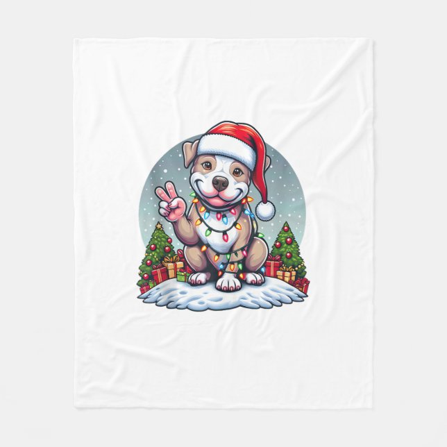 Funny Peace Hand Pitbull jul Ljus Womens M Fleecefilt (Framsidan)