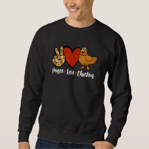Funny Peace Kärlek Chicken Graphic Women Manar Chi Lång Ärmad Tröja
