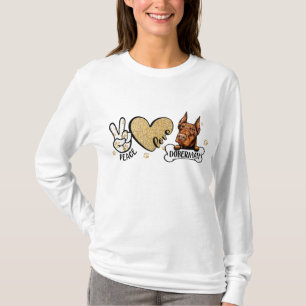 Funny Peace Kärlek Doberman Hund älskare T Shirt