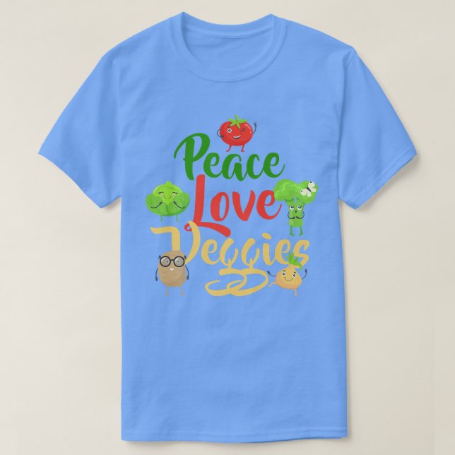 Funny Peace Kärlek Veggies Slogan Vegans Ve T Shirt (Design framsida)