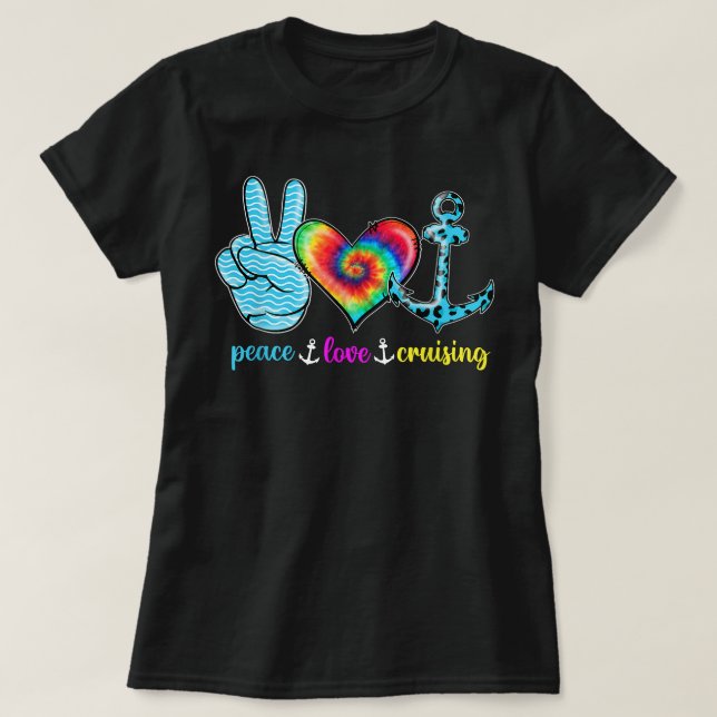 Funny Peace Love Cruising Sailing Cruise Tropical  T Shirt (Design framsida)