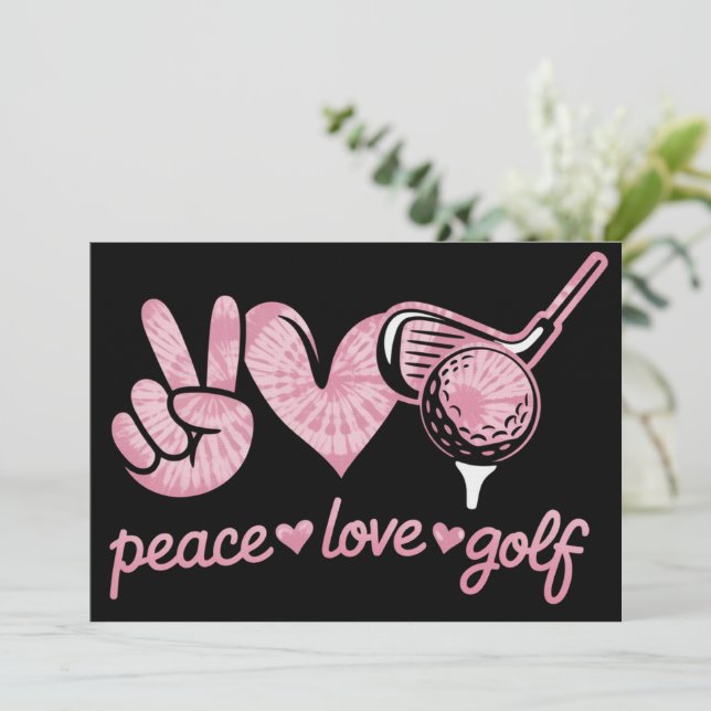 Funny Peace Love Golf Player Sport Lovers  Inbjudningar (Stående Fram)