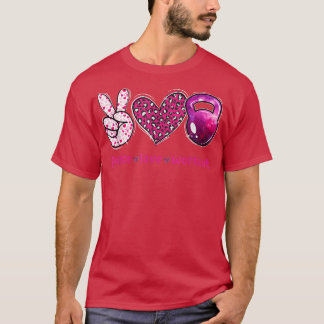 Funny Peace Love Workout Gym Lifting Gymer Valenti T Shirt