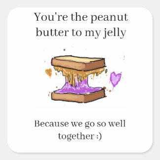 Funny Peanut Butter Jelly Valentines Fyrkantigt Klistermärke
