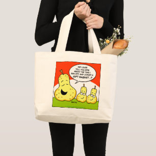 Funny Pears Tecknad Art Humous Fruit GiftBasket Jumbo Tygkasse