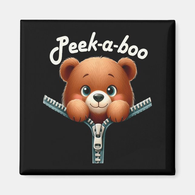 Funny - Peek-a-boo - Bear  Magnet (Framsidan)