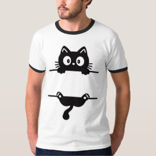 Funny Peekaboo Cat T-Shirt - Coola Avslappnad Stil