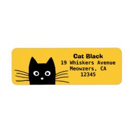 Funny Peeking Black Cat | Cute Returadress Returadress Etikett