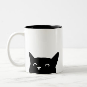 Funny Peeking Cat Två-Tonad Mugg