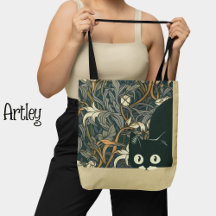 Funny Peeking Cat Vintage stil Art nouveau