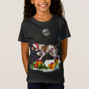 Funny pekare Hund jul jul Ljus Santa Hat Julafton T Shirt