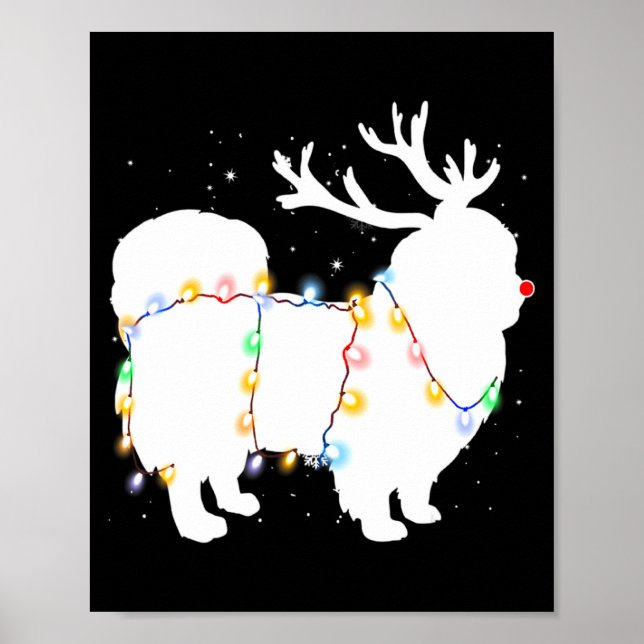 Funny Pekingese Dog Tree Christmas Lights Xmas Paj Poster (Framsidan)