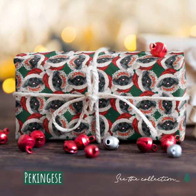 Funny Pekingese-jul Mönster Presentpapper (Skapare uppladdad)