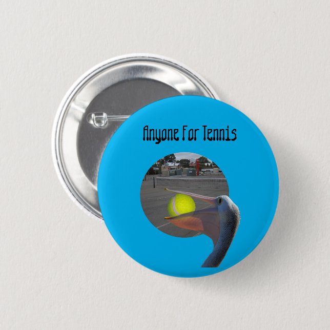 Funny Pelican Tennis Player, Badge Knapp (Framsida & baksida)
