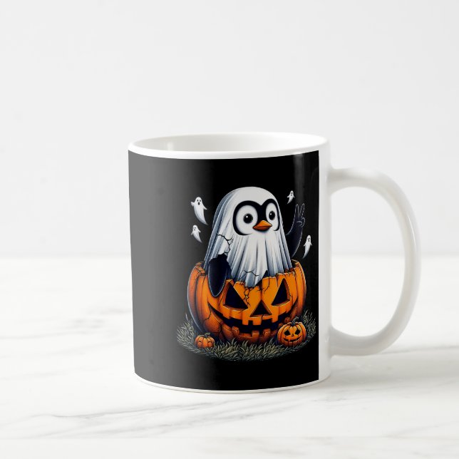 Funny Penguin Boo Halloween Ghost Womens Mens Kids Kaffemugg (Höger)