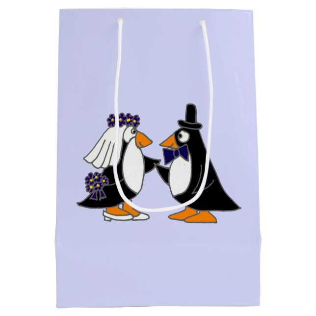 Funny Penguin Bride och Groom Gift Bag (Baksidan)