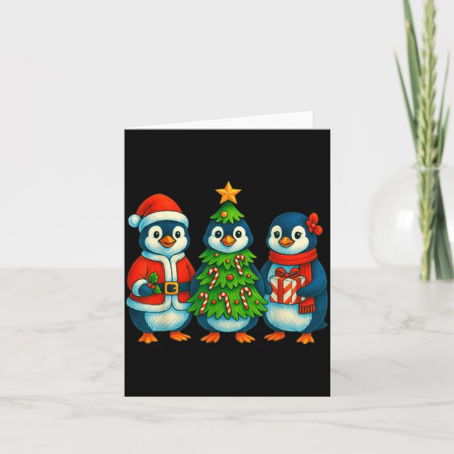 Funny Penguin Christmas Lights Penguin Cute Xmas H Kort (Framsida)