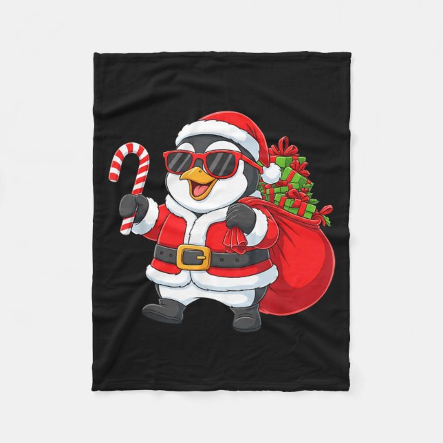 Funny Penguin Christmas Santa Outfit Xmas Boys Gir Fleecefilt (Framsidan)