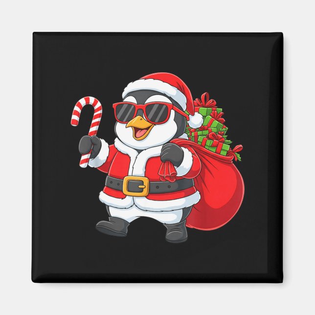 Funny Penguin Christmas Santa Outfit Xmas Boys Gir Magnet (Framsidan)