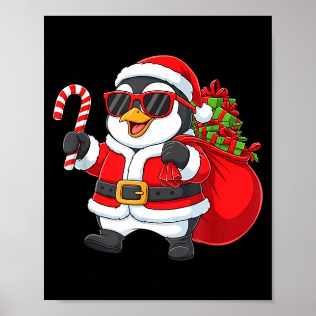 Funny Penguin Christmas Santa Outfit Xmas Boys Gir Poster (Framsidan)