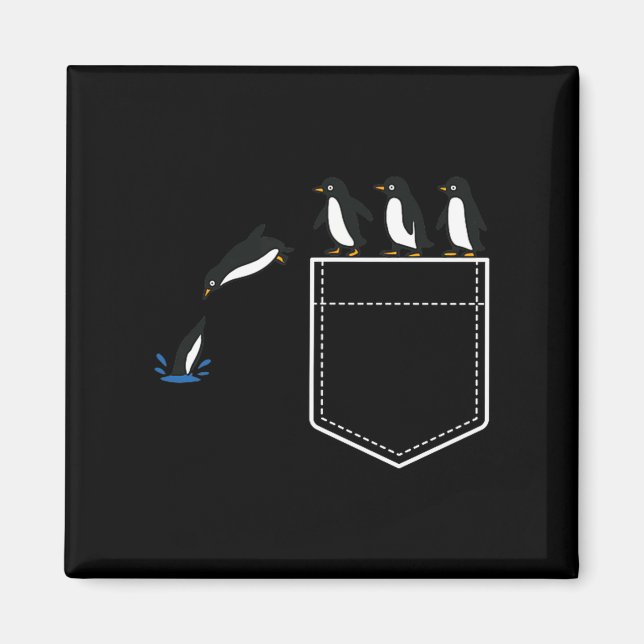 Funny Penguin Cket Cute Diving Penguin Animal Love Magnet (Framsidan)