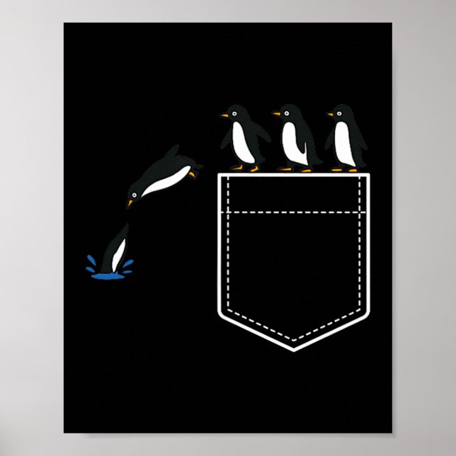 Funny Penguin Cket Cute Diving Penguin Animal Love Poster (Framsidan)