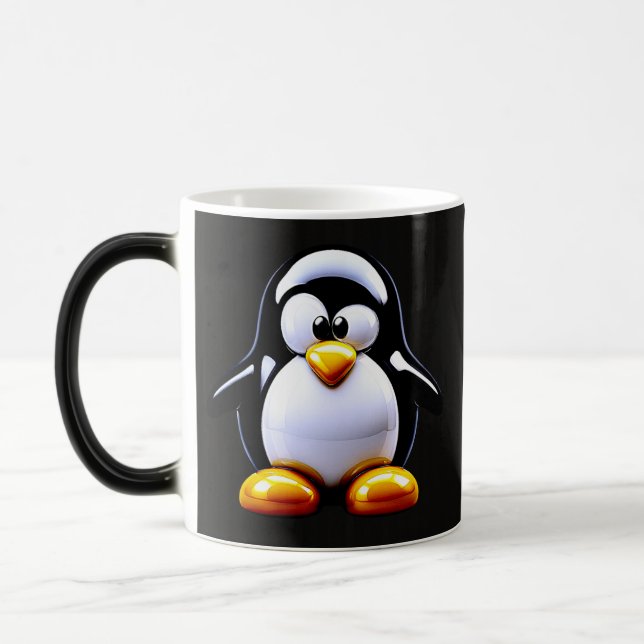 Funny Penguin Coffee Magisk Mugg (Vänster)