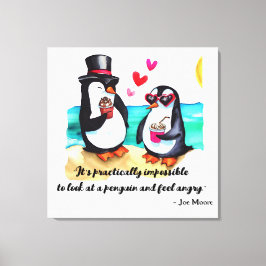 Funny Penguin Couple, Djur i Kärlek Canvastryck