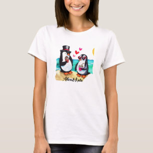 Funny Penguin Couple, Djur i Kärlek T Shirt