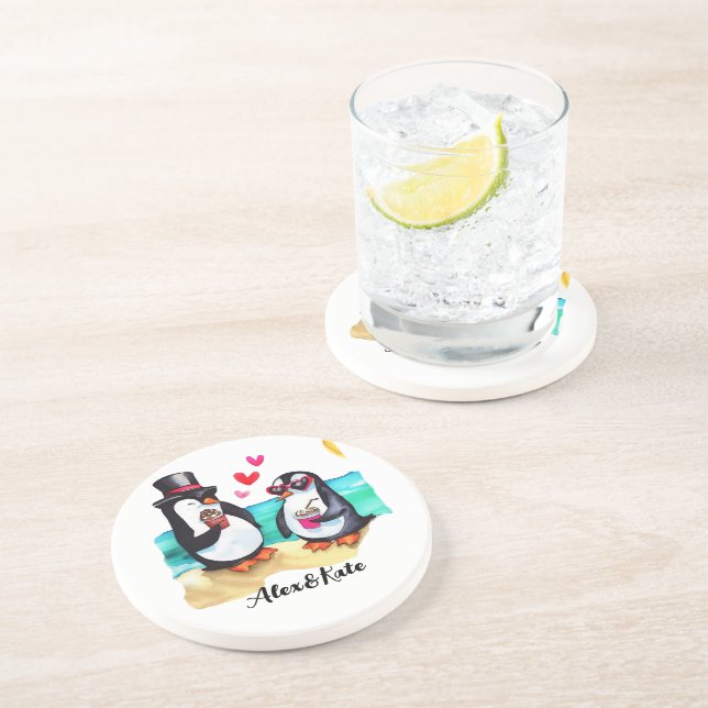 Funny Penguin Couple, Djur i Kärlek Underlägg (Sidan)