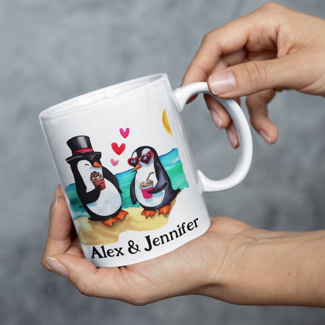 Funny Penguin Couple Names Personalized Kaffemugg (Funny Couples Mugs
)