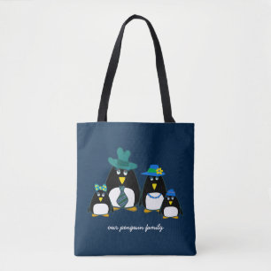 Funny Penguin-familjen, 4 julgåva Tote bags Tygkasse