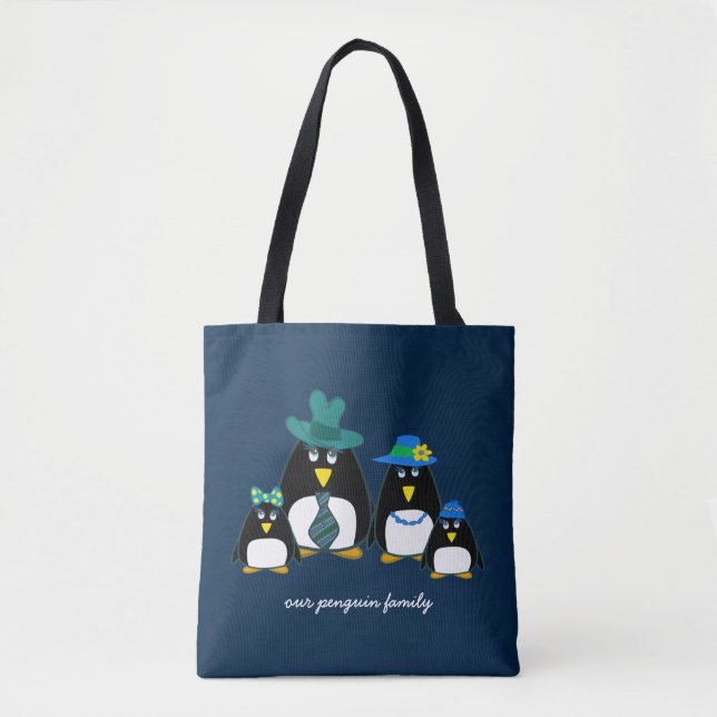 Funny Penguin-familjen, 4 julgåva Tote bags Tygkasse (Framsida)