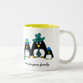 Funny Penguin-familjen | Julgåva med eget namn Två-Tonad Mugg