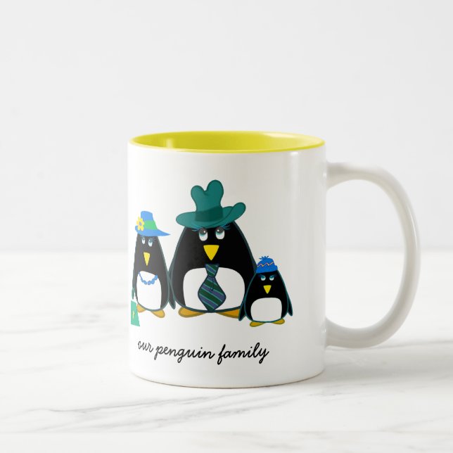 Funny Penguin-familjen | Julgåva med eget namn Två-Tonad Mugg (Höger)
