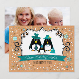 Funny Penguin-familjens fotoport Julkort
