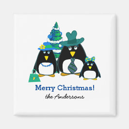 Funny Penguin-familjens julgåva Magnets Magnet