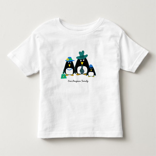 Funny Penguin-familjens julklapp Baby T-Shirt (Framsida)